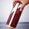 Glass Jar With Bamboo Lid Sealed Canister Food Storage Bottles Container Storage For Loose Tea Coffee Bean Kitchen Accessories 5