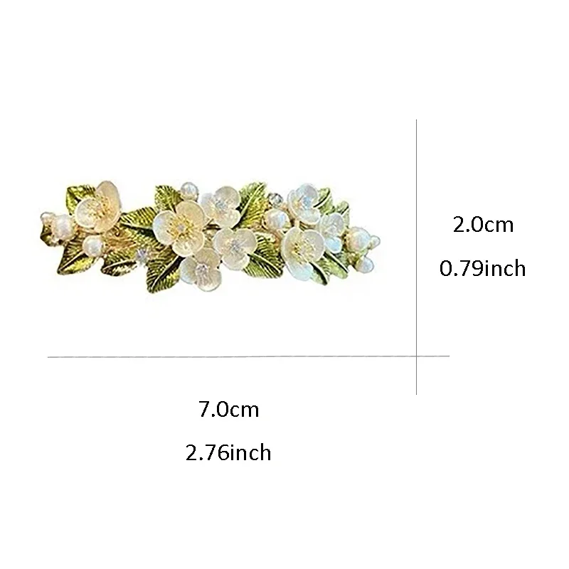 Elegante Haarspange mit Perlen und Strass-Blumen, Federclip für Damen, Halb-Haarschmuck für den Hinterkopf – Detail 5