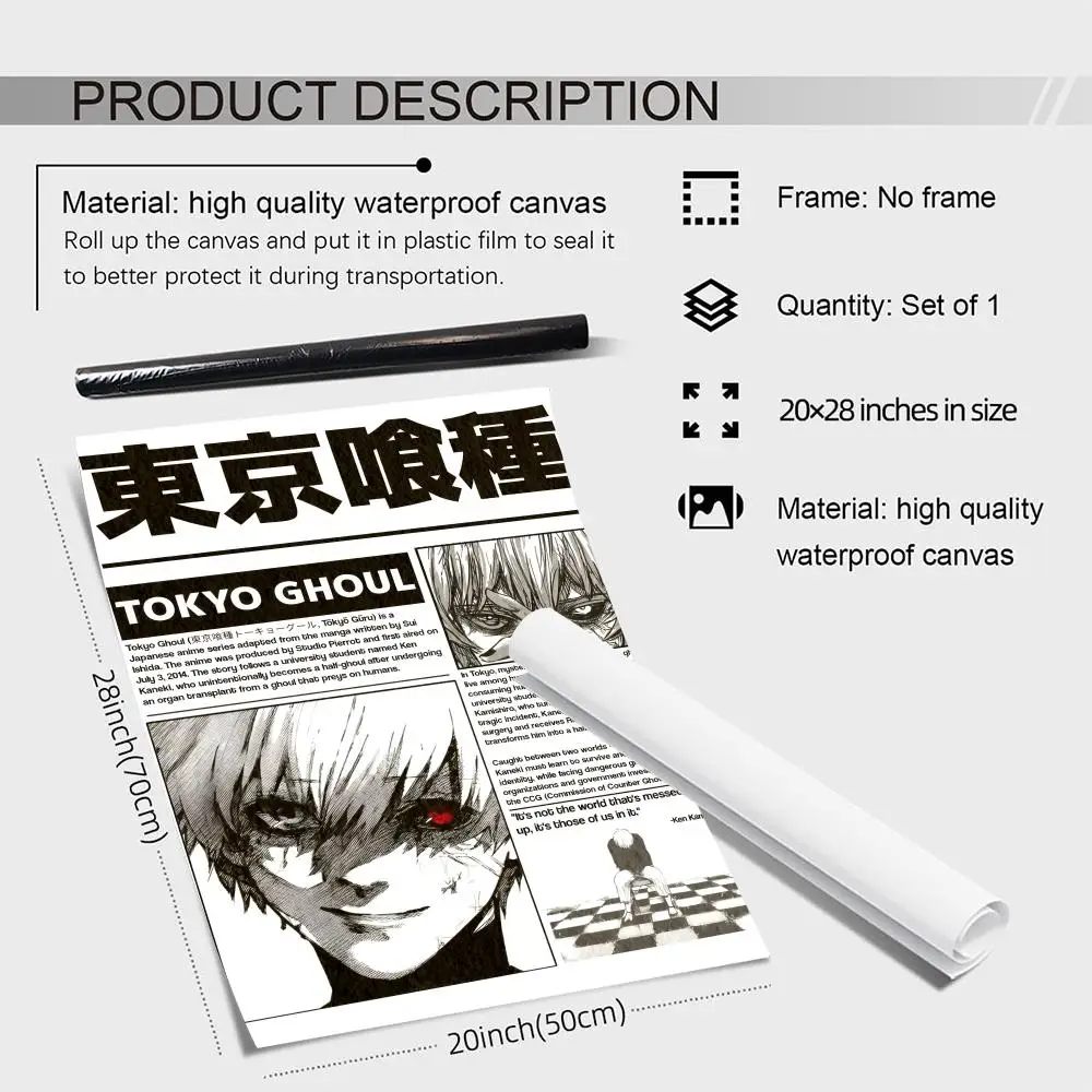 Anime-Inspired Tokyo Ghoul Art Linen Canvas Poster
