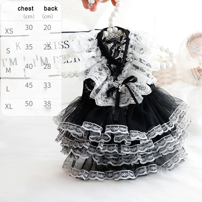 dog Lolita Princess Dress Small Dog Pet cute Clothing Skirt Dogs Clothes Cat Print Thin Summer White Dogs Clothing Chihuahua dog costume set