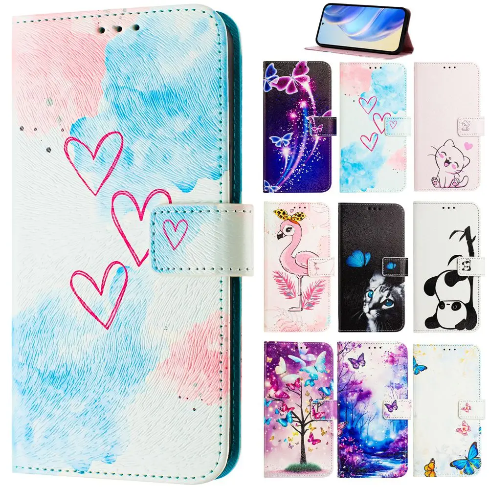 Cartoon Leather Wallet Phone Case - Flip Design Cover