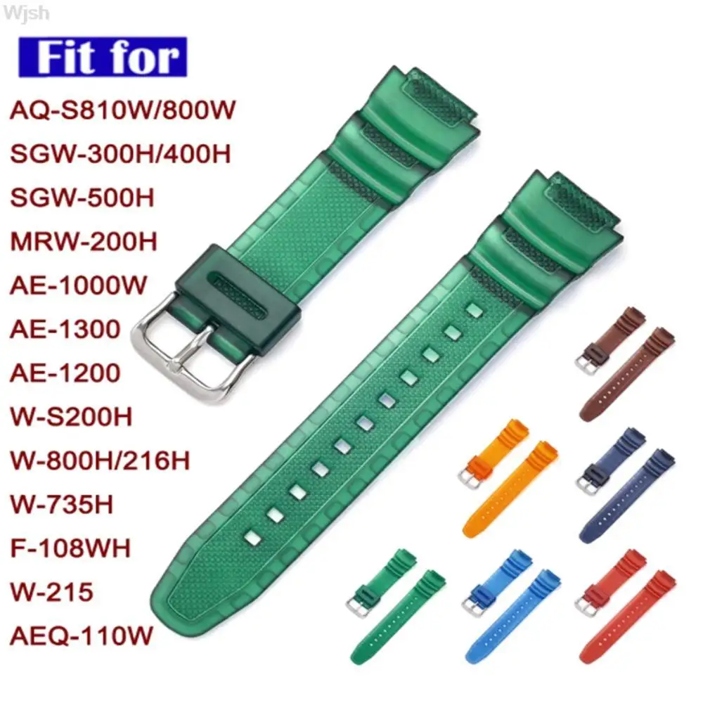 

Colorful Translucent Watchband for Casio AQ-S810W SGW-300H MRW-200H AEQ-110W AE-1000W WS200H W800H W216H Watch Bracelet Strap