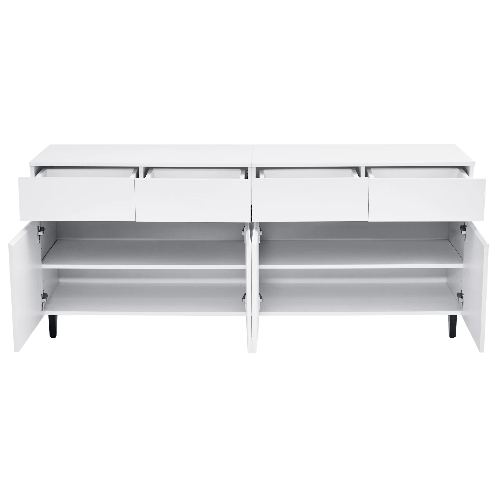 Modernes Hochglanz-Sideboard, Schubladen, Highboard, Schubladenschränke mit 4 Schubladen, 2 Türen und höhenverstellbaren Regalböden – Detail 23