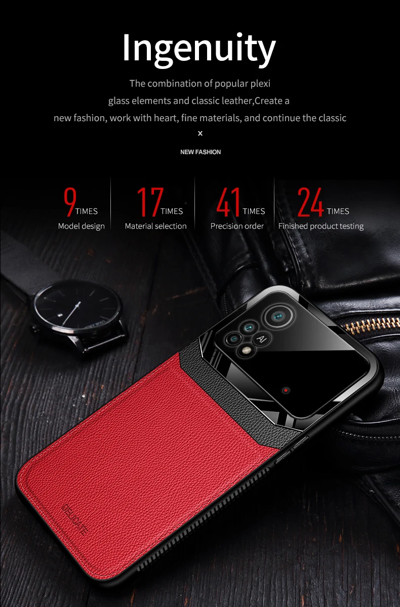 KEYSION Moda Custodia Antiurto per POCO X4 Pro 5G PU Pelle Specchio Vetro Molle Del Silicone Del Telefono Della Copertura Posteriore per Xiaomi POC_voghion.com