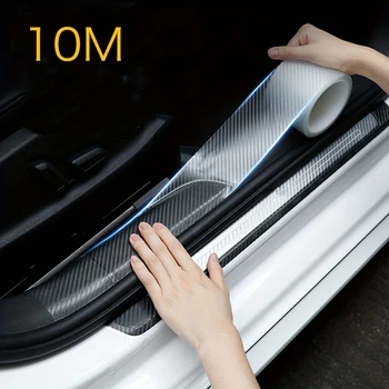 Transparent carbon fiber edge protector tape for car doors and bumpers