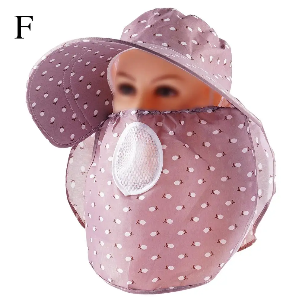 Große Krempe Visier Frauen Sonnen maske Frühling Sommer Sonne Angeln Hals Hut mit Schutz Outdoor Tee Picking UV-Schutz h1c6 – Detail 6
