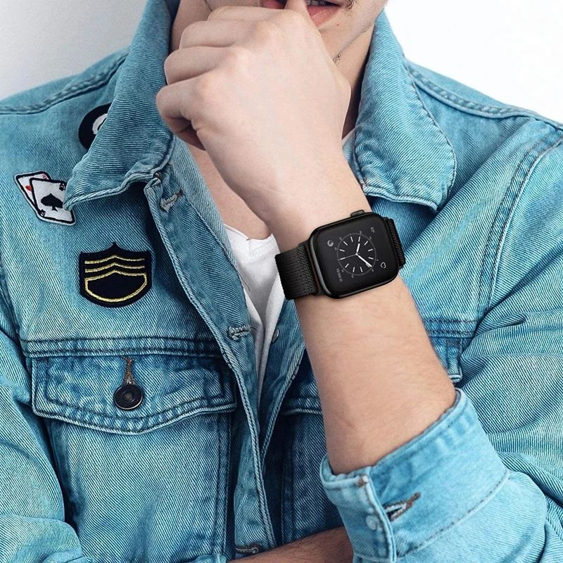 Фото Ремешок для Apple Watch band 44 мм 49 мм 45 мм 41 мм 40 мм 38 мм 42 мм, регулируемый эластичный браслет correa для iwatch 8 SE 7 6 5 3 Ultra 49 мм №5