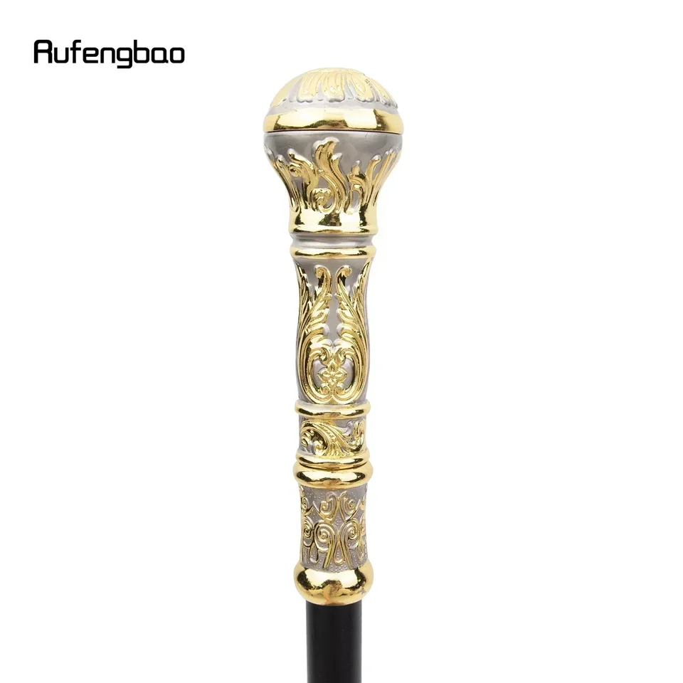 Golden Grey Luxury Round Handle Walking Cane for Parties