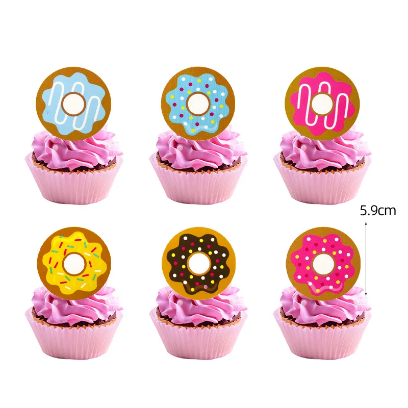 13 Decorazioni Per Cupcake A Forma Di Ciambella – Cartoncino Colorato, Per Feste A Tema Donuts