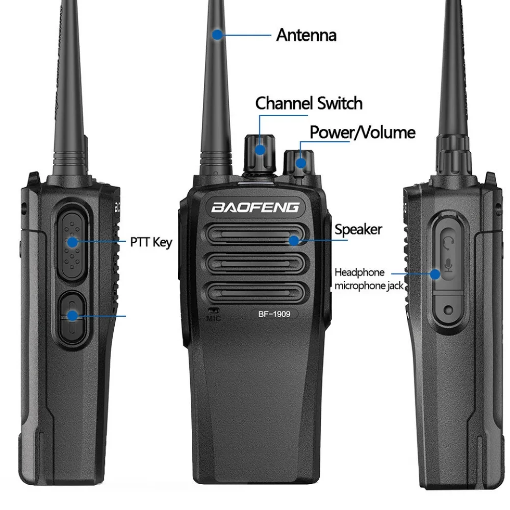 2PCS BaoFeng BF-1909 10-Watt UHF 400-470MHz 3800mAh Walkie Talkie Long Range Portable Two Way Radio VOX BCL