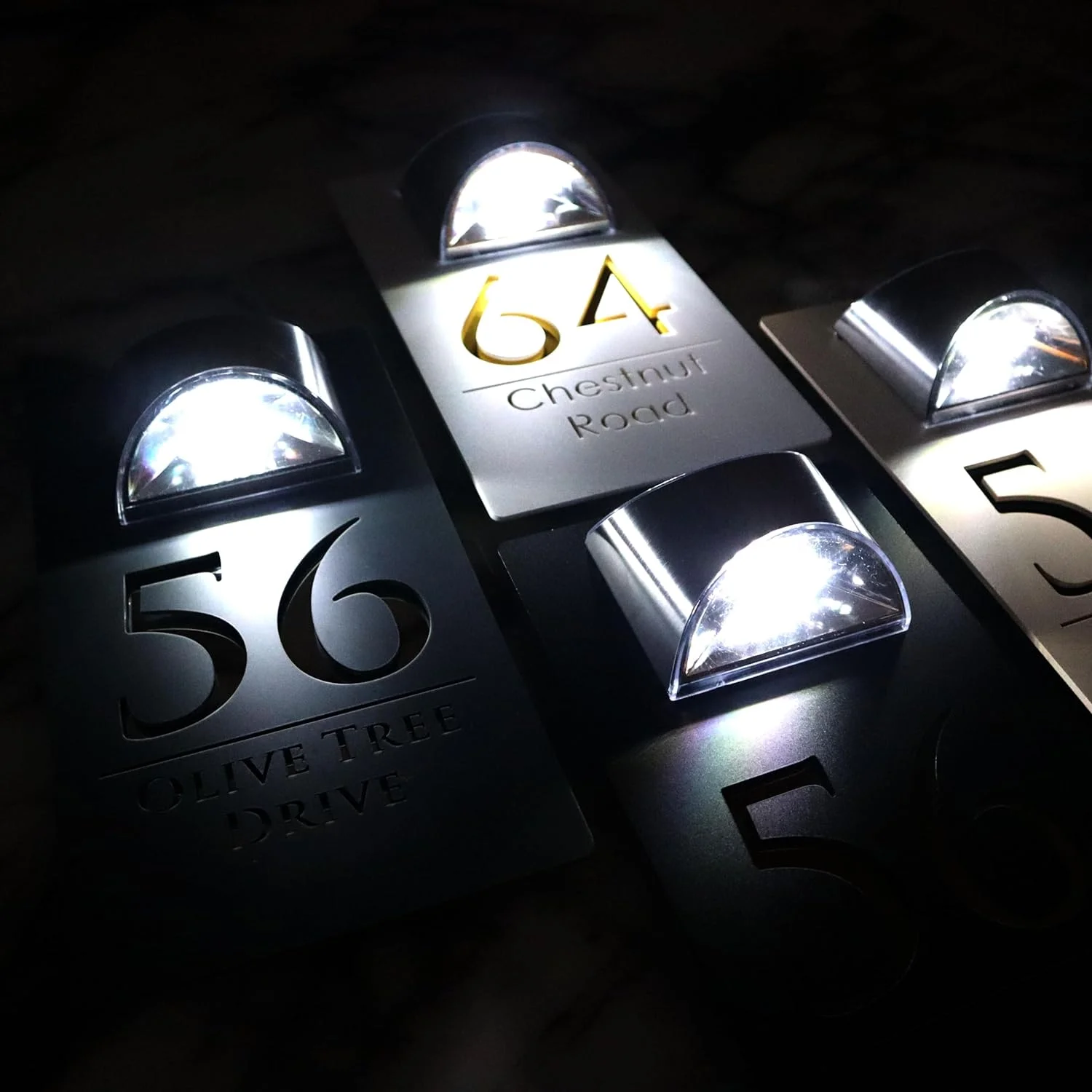 Personalized Solar House Number Sign Acrylic Laser Cut Door Sign Custom Address Family Name Plaque Outdoor LED Modern Numbers house number signs door signs house wall plaques