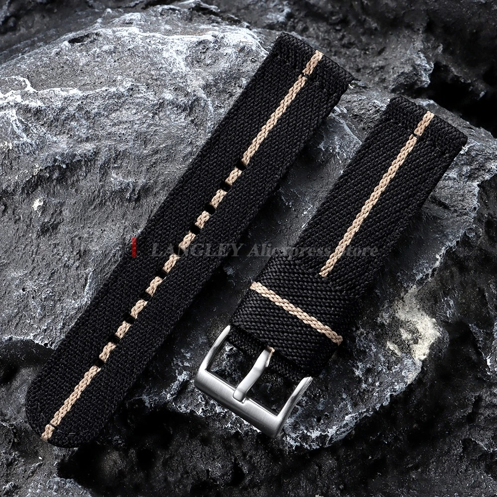Military Sport Quick Release Nylon Strap with Woven Canvas Fabric, 20mm/22mm - Men's Watchband Bracelet