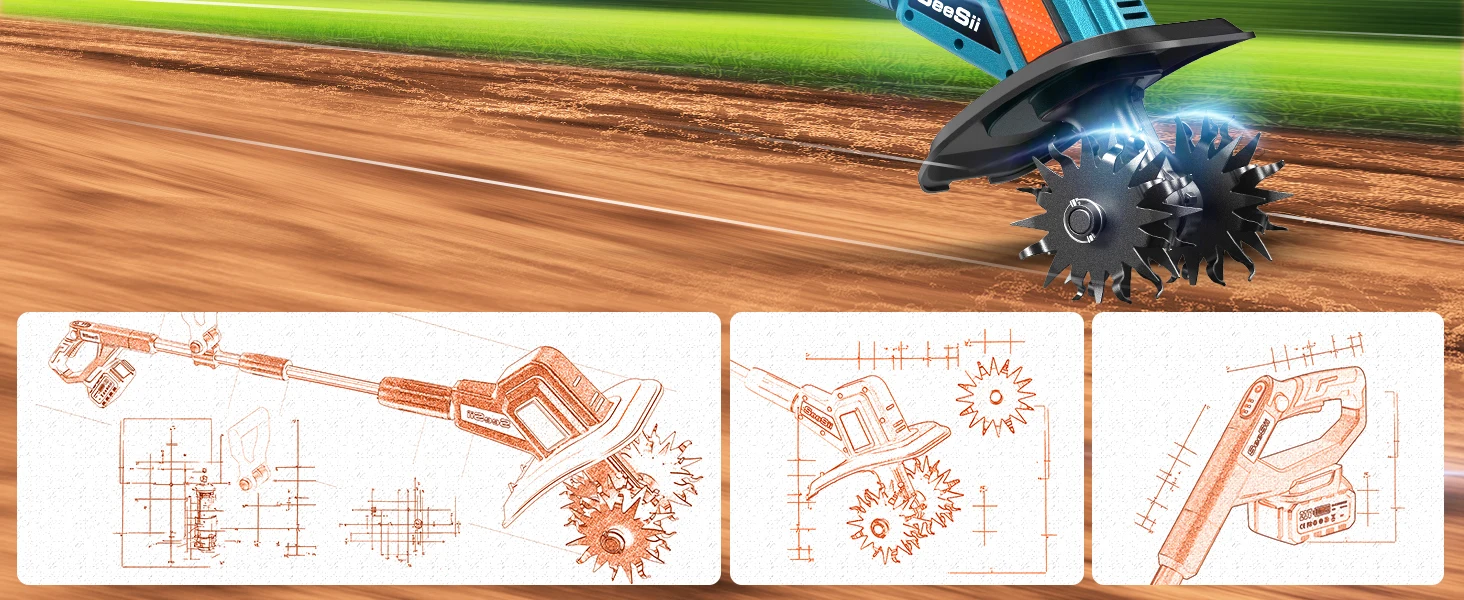 cordless electric tiller for gardening