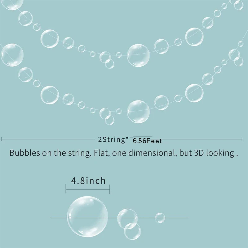 Under The Sea White Bubble Garlands Mermaid Birthday Party Decoration Hanging Streamer Banner Backdrop Kids Ocean Party Supplies