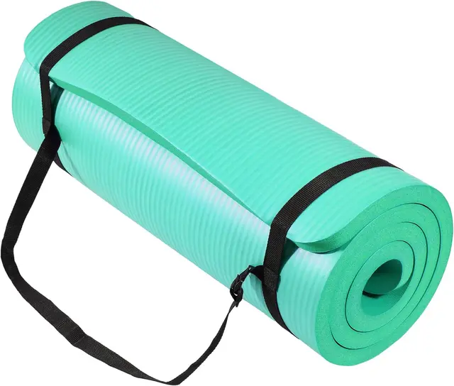 Extra Thick Yoga Mat 1-Inch High-Density Foam, Non-Slip Exercise Mat with Carrying Strap for Pilates and Home Workouts, 71x24