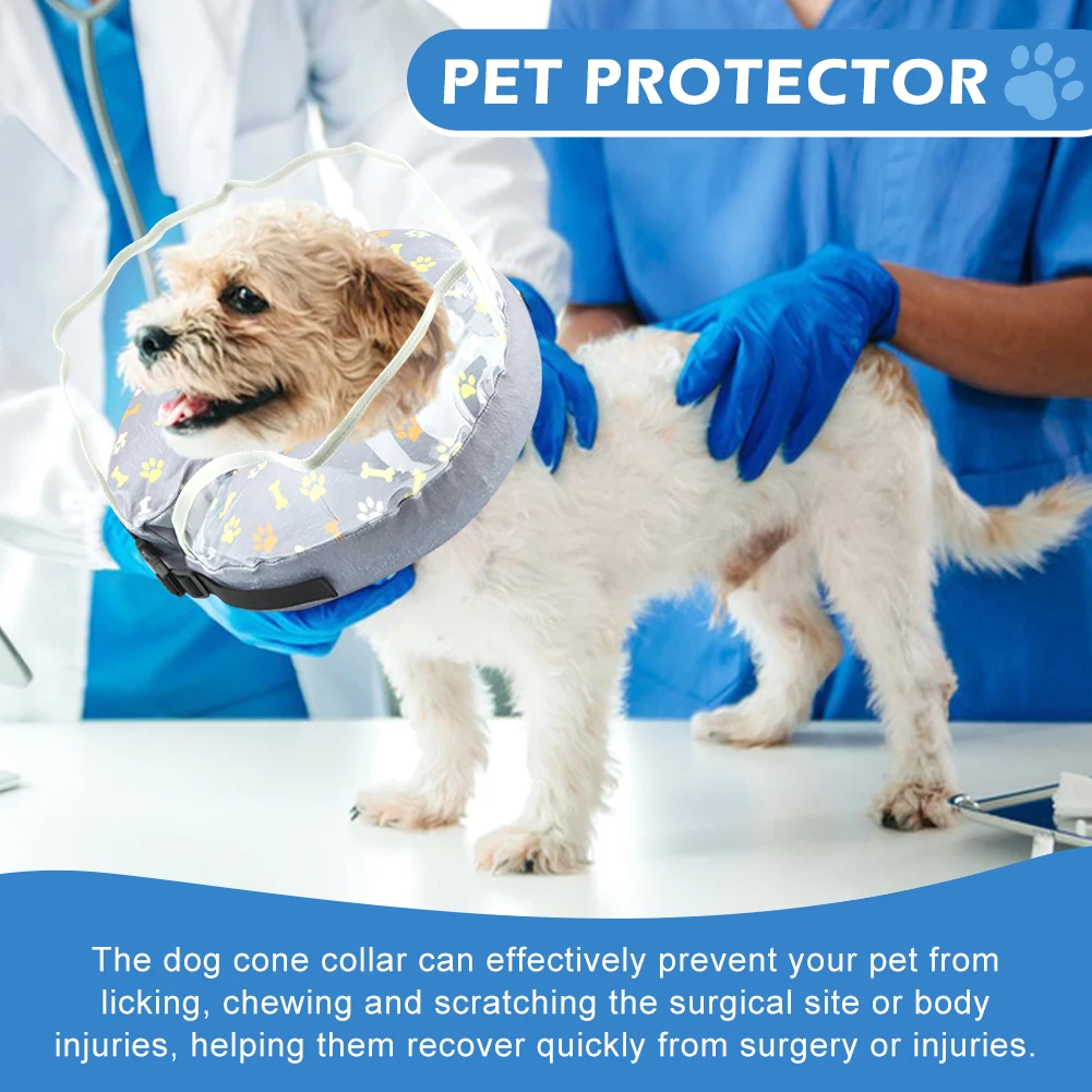 Dog Cone Collar Set Inflatable PVC Soft With Inflator Pet Recovery Anti Lick