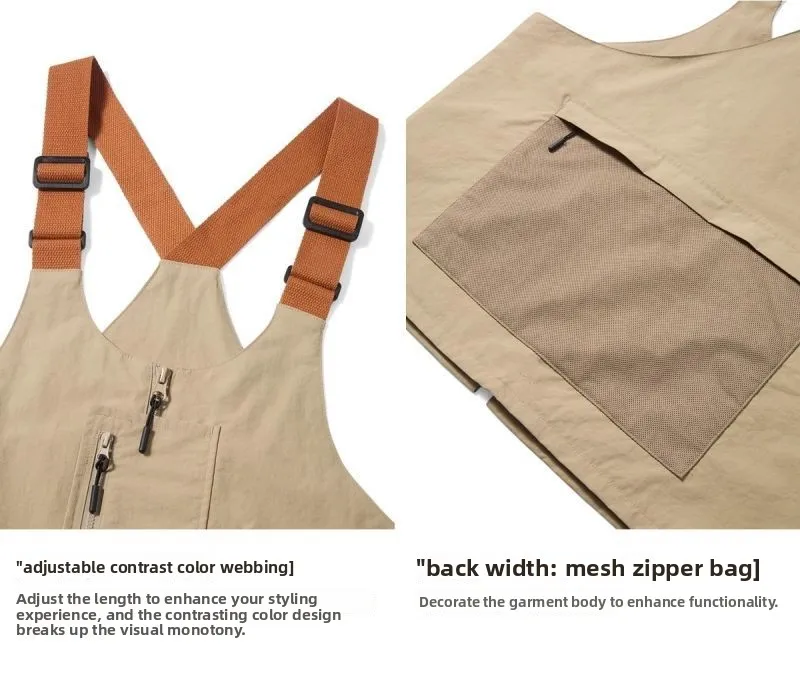 Unisex Vintage Multifunktionale Umhängetasche Cabrio Weste mit individuellem Logo für Camping Angeln Outdoor-Sportarten – Detail 7