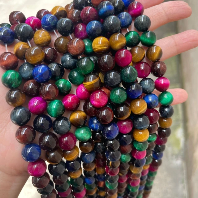 Natural Stone Multicolor Tiger Eye Round Loose Beads For Jewelry Making 4 6  8 10 12 14mm Diy Bracelet Accessories 15'' Strands - Beads - AliExpress