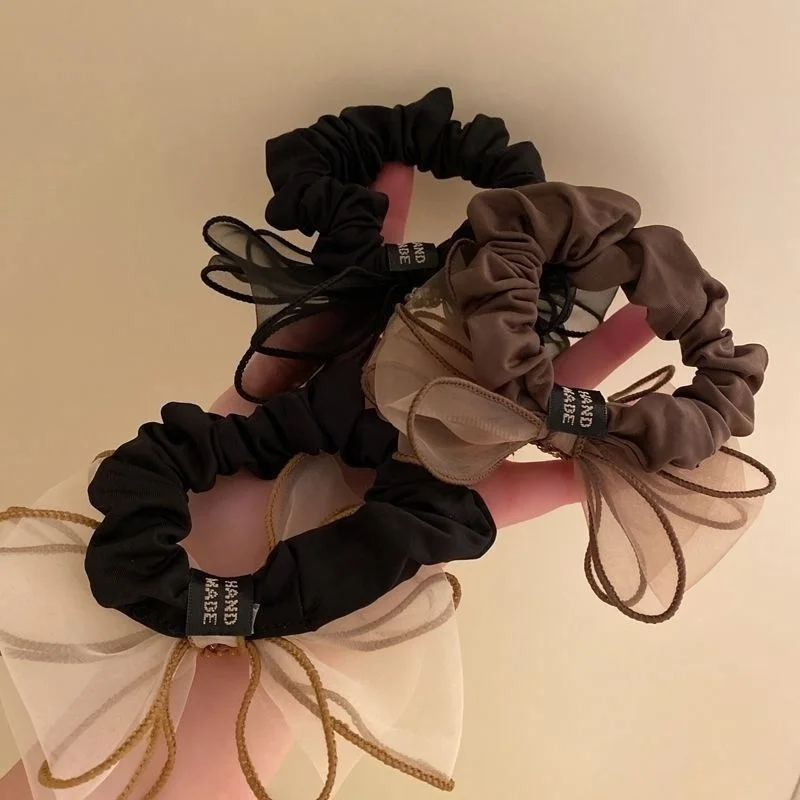 Neue Mesh Strass Bogen Haar gummis Haar gummis Frauen Mädchen elastische Haar bänder Kopf bedeckung Band Bowknot Pferdes chwanz Haarschmuck – Detail 13