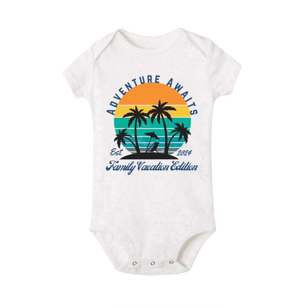 Adventure Awaits Family Vacation Edition Est 2024 Family Matching Shirt Adult Kids Summer T-shirt Tops Baby Short Sleeve Romper 6