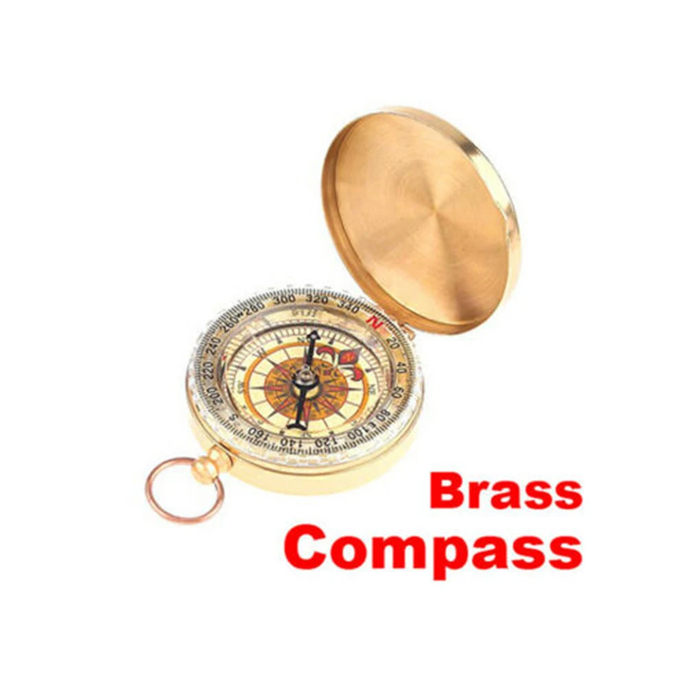 

1pcs Camping Hiking Pocket Brass Golden -Compass Portable Noctilucent Vintage Flip -Compass Navigation For Outdoor Activities