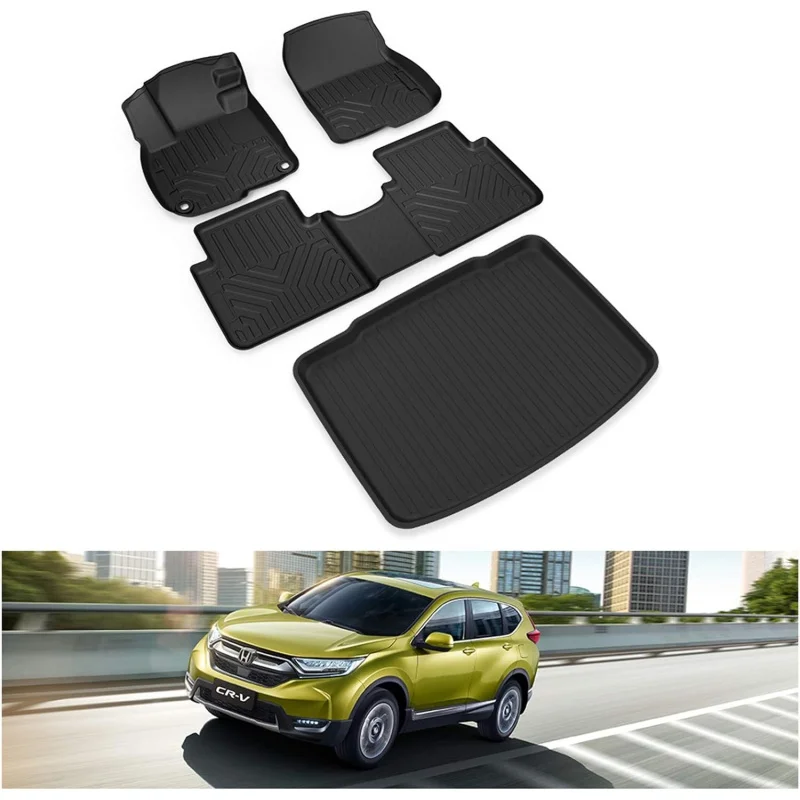 

Floor Mats; Cargo Mat Set Compatible for 2017-2022 CR-V Accessories All Weather CRV Mat Front & 2nd 2 Row Seat