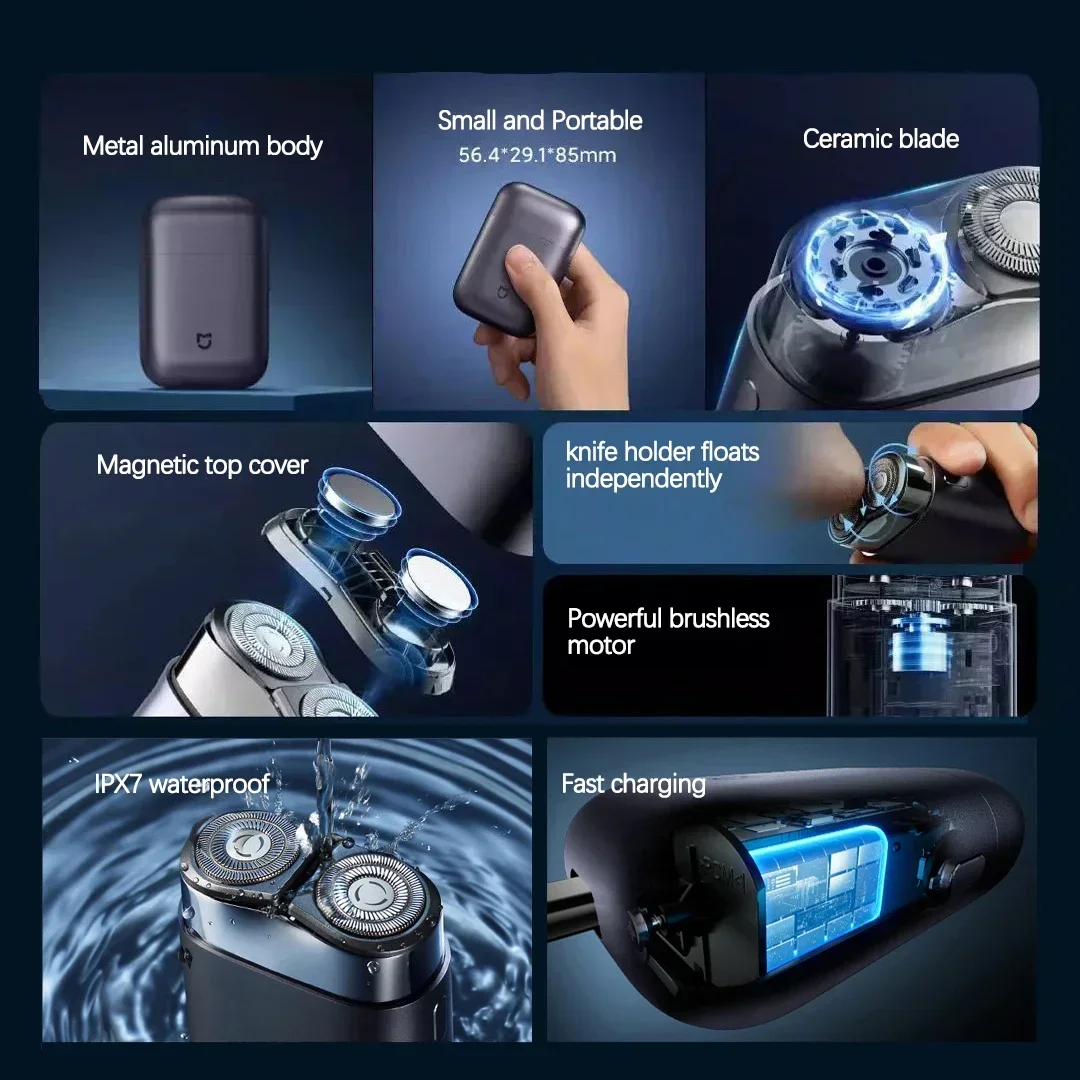 XIAOMI MIJIA Electric Shavers S600 Type-C Rechargeable Shaving Beard Machine Trimmer Dry Wet Shaving Washable Portable Razor Men hair clipper,electric shaver,hair trimmer,electric razor
