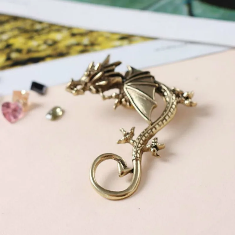 Punk Temptation Metal Dragon Bite Ear Wrap Cuff Earrings for Women Men No Pierced 1pc