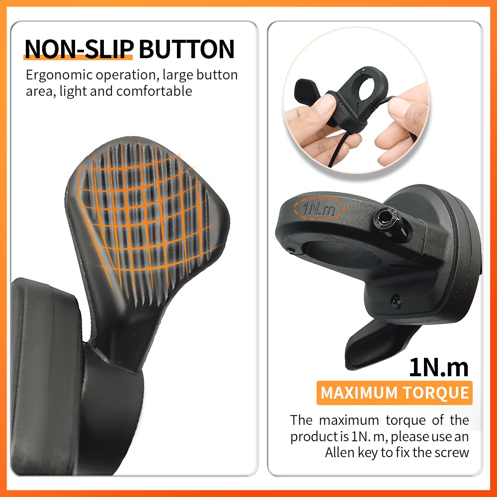 Electric Bike Thumb Throttle 3Pin Male Waterproof Plug Right Hand Throttle for 12V 24V 36V 48V 72V Electric Bicycle Accelerator electric bike throttle electric bike parts