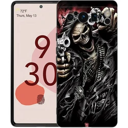 Black Soft Shell Phone Case with Grim Reaper Skull Design - Pixel 8 Pro (A1)