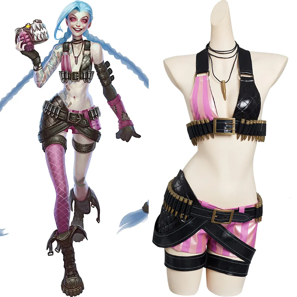 

LoL Jinx Skin костюмы для косплея карнавальный костюм на Хэллоуин