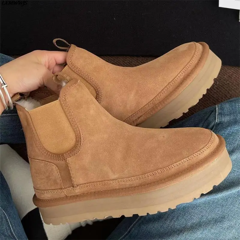 

Winter Warm Women Snow Boots Round Toe High Platform Boots Slip-on Plush In Non-Slip Women's Ankle Boots Chaussure Femme 2023