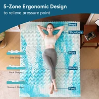 Hcore Mattress Topper, 5-Zone Memory Foam Mattress Topper, Cooling Gel Mattress Topper, Topper for Pressure Relieve, Blue 2