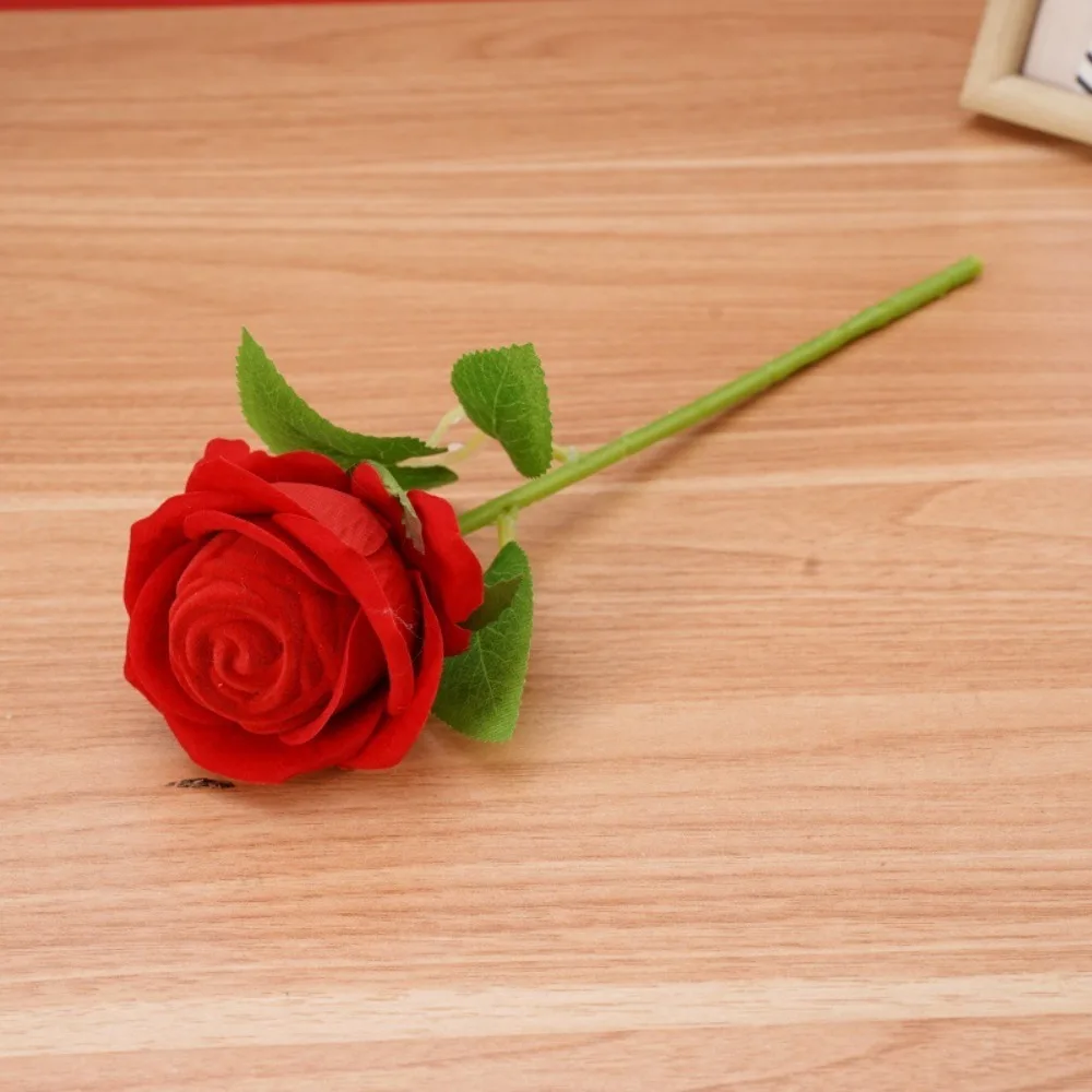 1/3 Stück Beflockte Rosenförmige Ringbox Einzelblumenstrauß Weihnachten Valentinstag Hochzeit Party Heiratsantrag Geschenk Ohrringbox – Detail 5