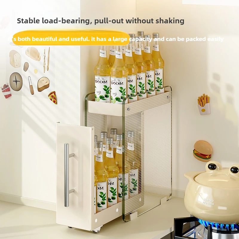 Kitchen Countertop Multifunctional Storage Rack Pull-out Seasoning Rack Stable Narrow Oil Salt Sauce Vinegar Organization