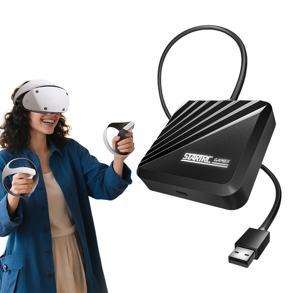 PC Adapter for PS VR2 with High Compatibility and Durable PC Material Compact Design Easy Installation Black Color 244g Weight