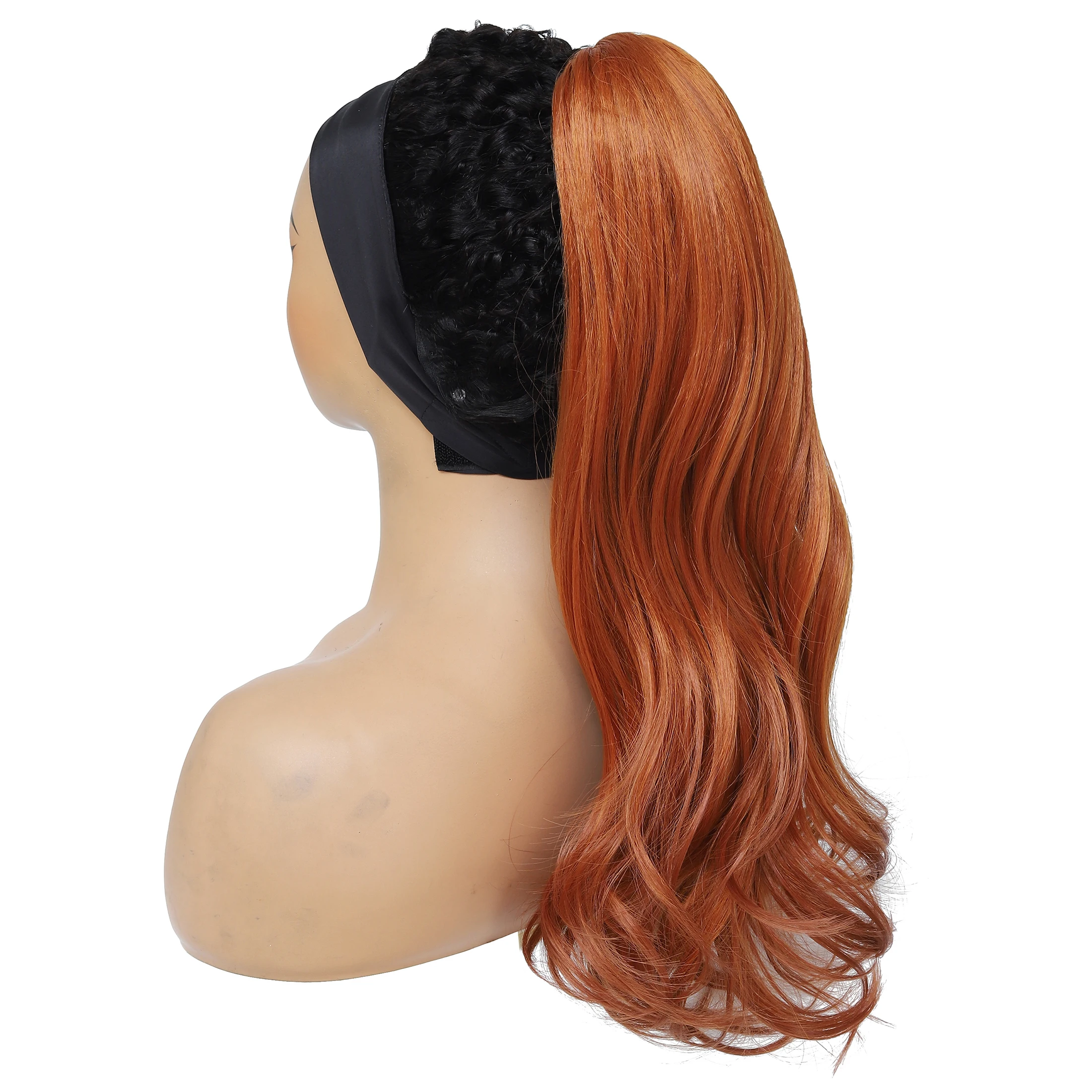 20inch Ponytail Extension Claw Curly Wavy Clip in Hairpiece Ponytail Hair Extensions Orange Long Pony Tail Synthetic for Women