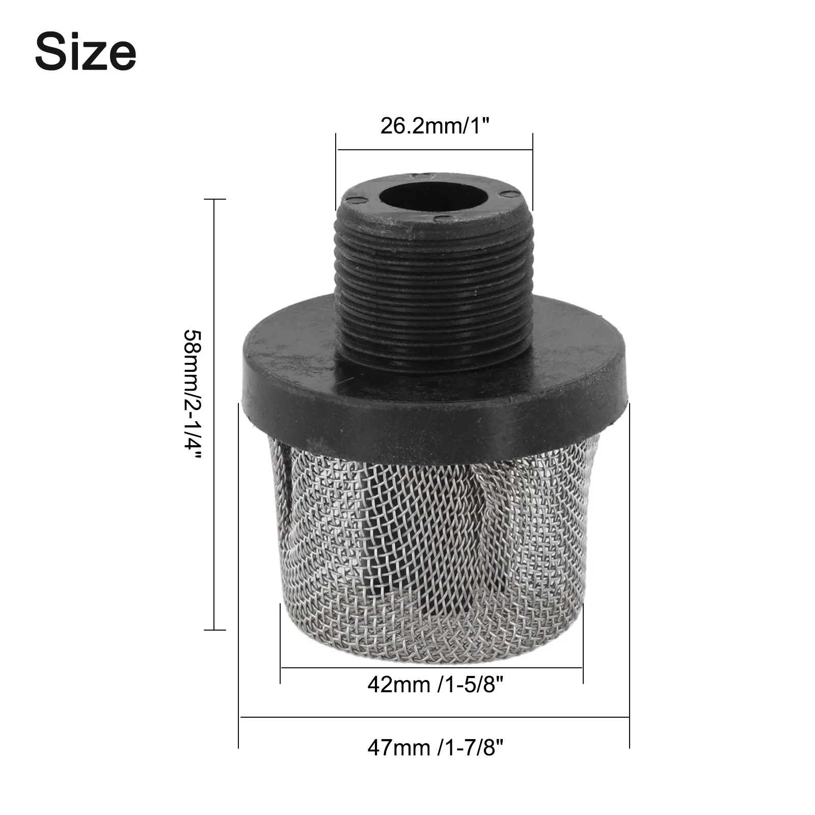 288716 Inlet Strainer Airless Paint Sprayer Strainer Reduces Clogging Removes Debris 3/4 Inch Inlet Screen Black And Silver