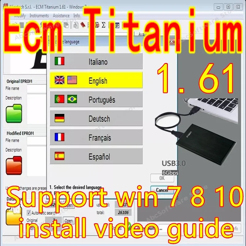 ECU Programming Tool Winols 4.7 Software 93GB Damos Files ECM TITANIUM 26100 Immo Service Tool V1.2 Install Video Guid