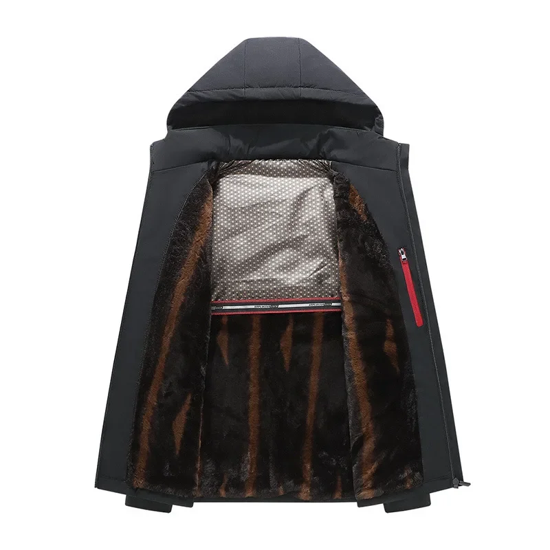 Men's Winter Thickened Graphene Cotton Jacket Medium-length Padded Coat For Fathers Winter Wear Sleeved Thick Outwear