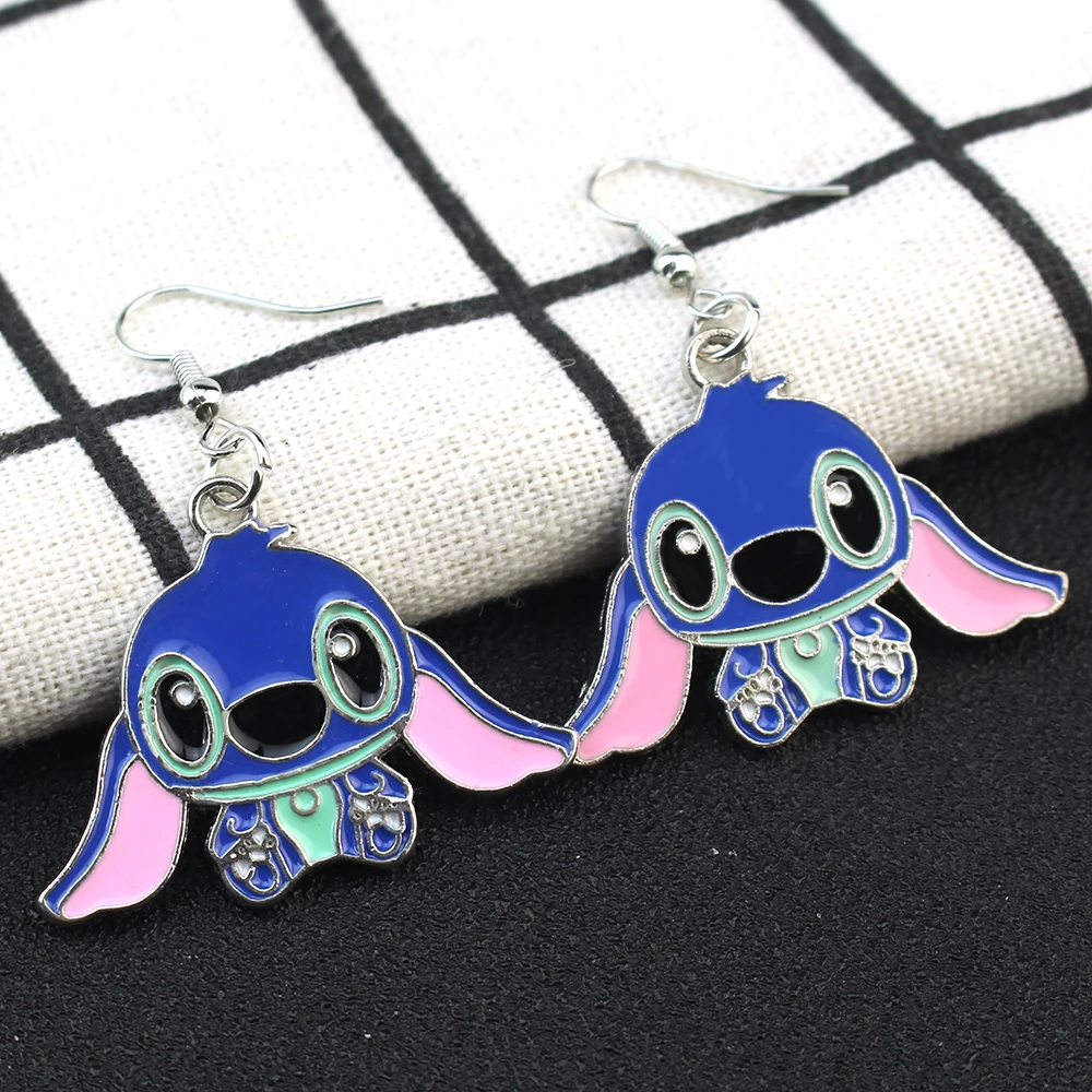 Cartoon Lilo & Stitch Ear Pendants Kawaii Stitch Metal Earring Delicate Female Jewelry Accessories Girl Christmas Gifts Pendant Earrings Animal Earrings