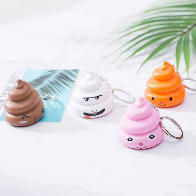 

Novelty Funny Cartoon Cute Light-emitting With Sound Poop Keychain Pendant Halloween Prank Toys Kids Light-emitting Poop Toys