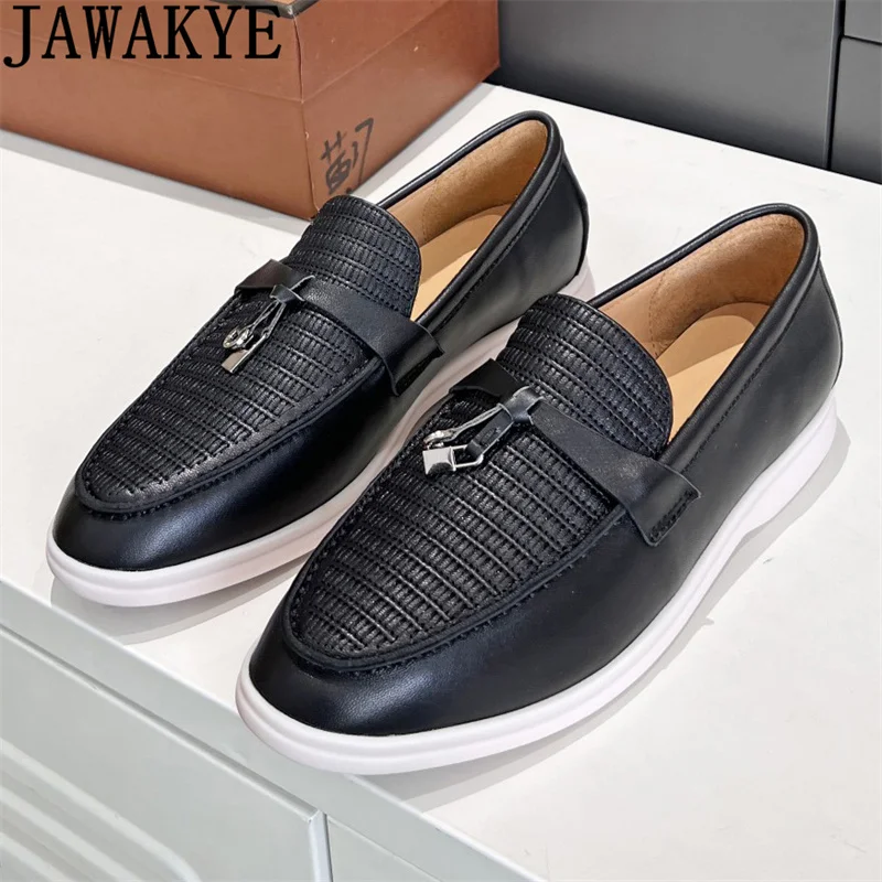

Hot Sale Braid Leather Loafers flat Shoes for Woman Luxury Casual Slip-on Walk Shoes Summer Formal Business flat Shoes Women