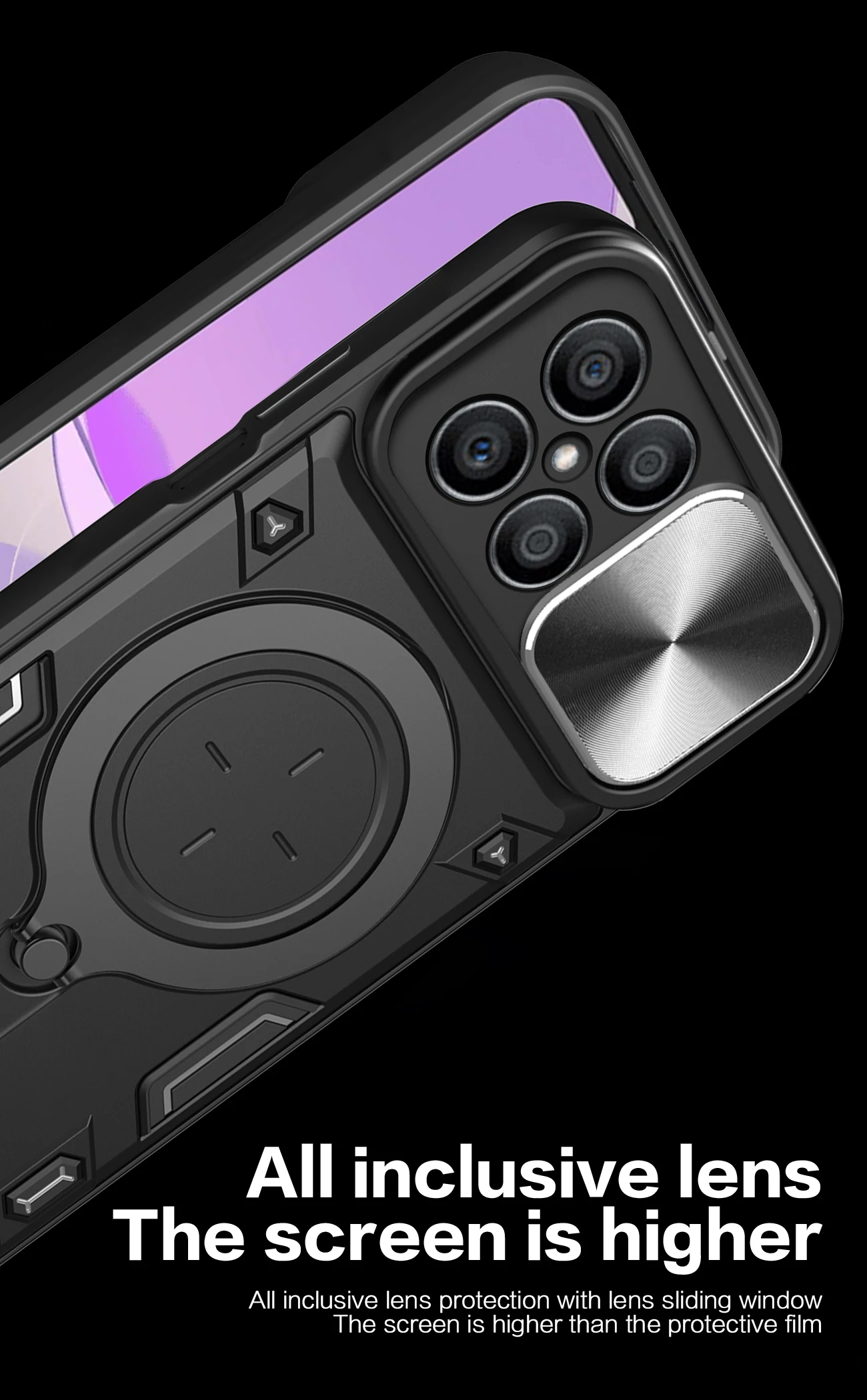 Magnetic Ring Bracket Hard Plastic Phone Case Shell