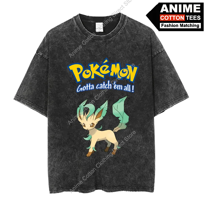 

Pokemon Leafeon T Shirt Cartoon Anime Cute Elf Print Clothes Tops Y2k Harajuku Casual Unisex Oversized Loose T-shirt Cotton Tees