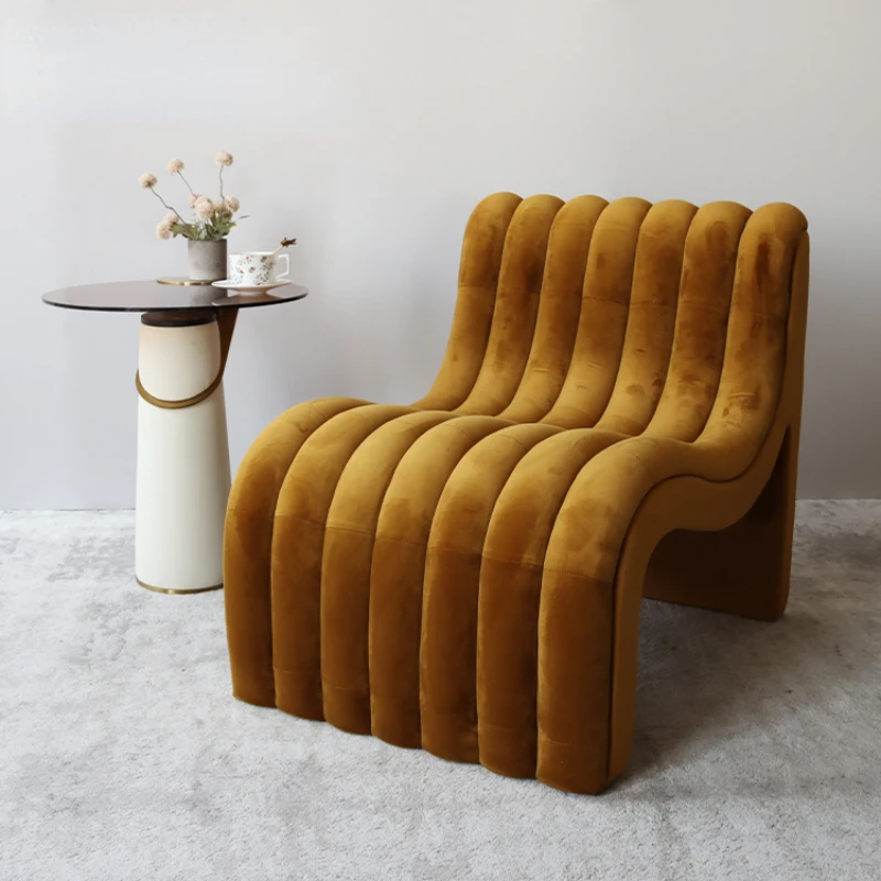

WISEMAX FURNITURE Italian unique design furniture abstract art luxury velvet fabric leisure chair single sofa for villa lounge