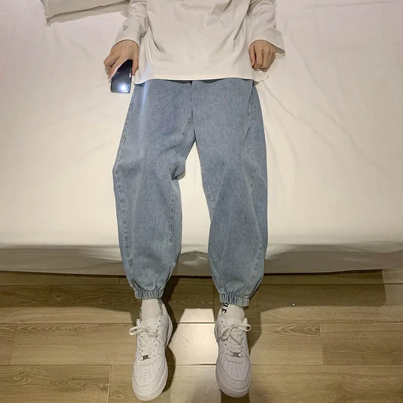 2024 Primavera E L'Estate High Street Sciolto E Casual Alla Moda Versatile Pippy E Bello Jeans Harlan Con Lacci A Vita Alta Per Uomo