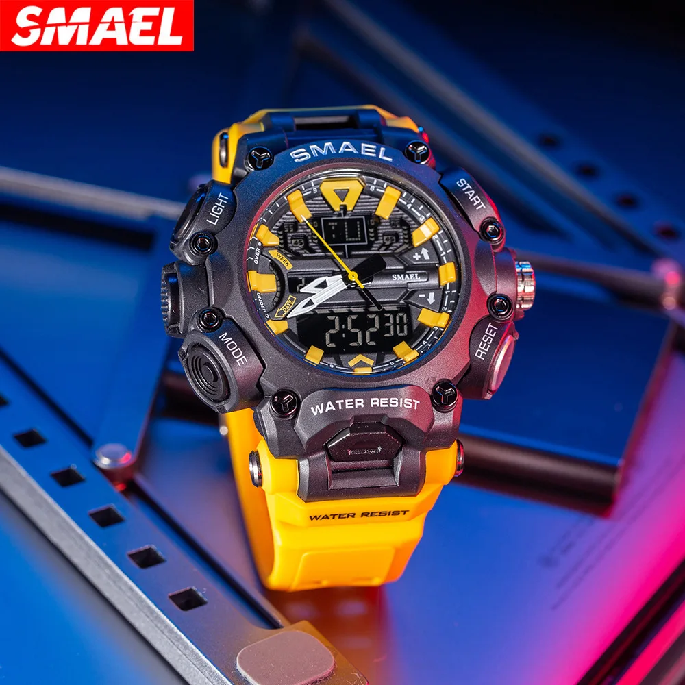 SMAEL 8053 Men Electronic Watch Sport Cool Black Digital Analog Display Silicone Strap Military Wristwatches for Male Clock 4