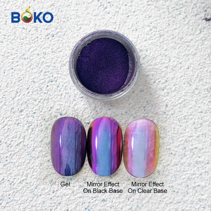 BOKO 1Box Nail Chameleon Chrome Powder Glitter Magic Mirror Pigment Dust Nail Decoration