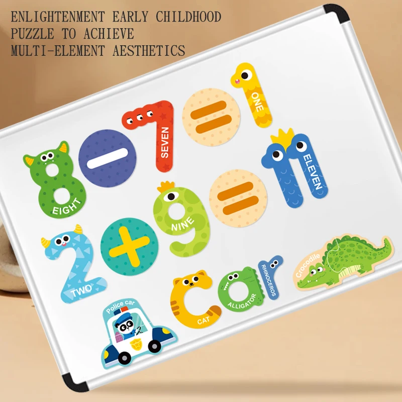 Kids Letters Numbers Animal Vehicle Refrigerator Sticker Magnetic Cognitive Matching Puzzle Educational Toys For Children puzzle toys wooden puzzles wooden toys magnetic puzzle toys board game toys